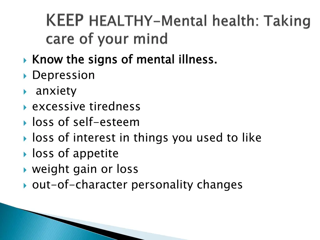 know the signs of mental illness depression