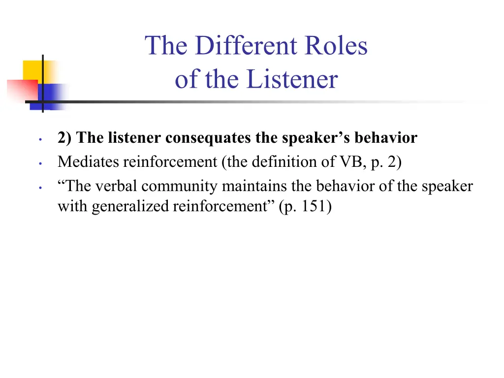 the different roles of the listener 1