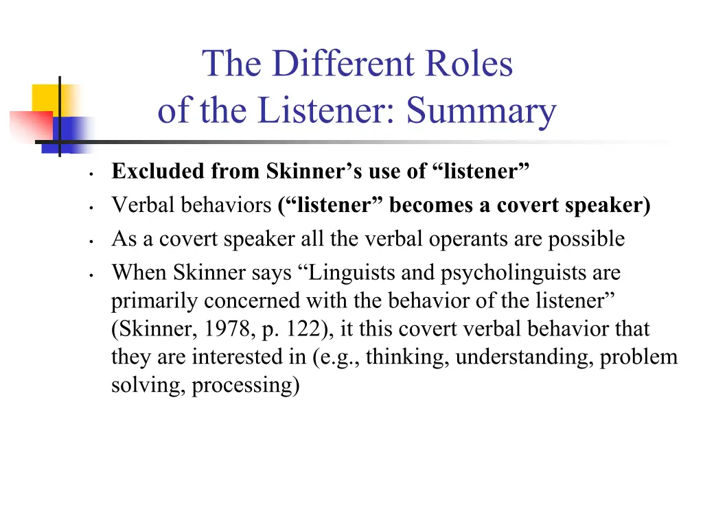 the different roles of the listener summary 1