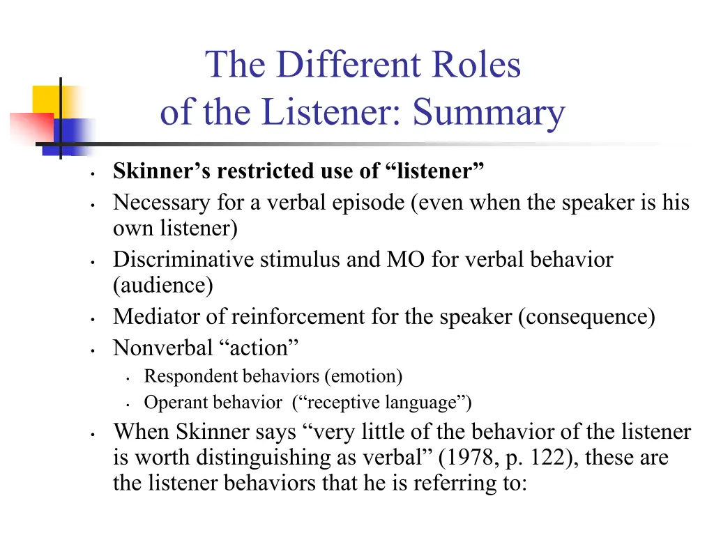 the different roles of the listener summary