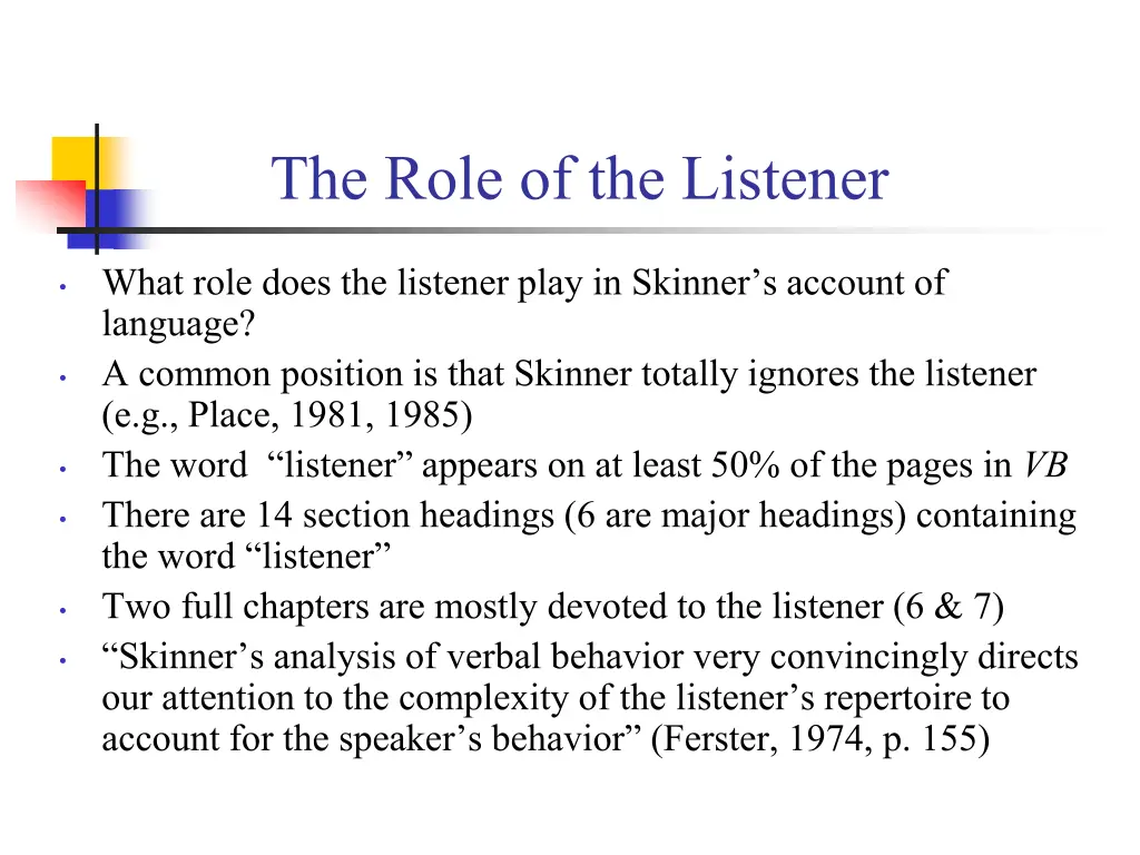 the role of the listener