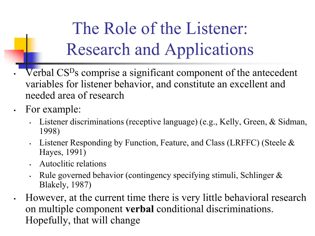 the role of the listener research and applications