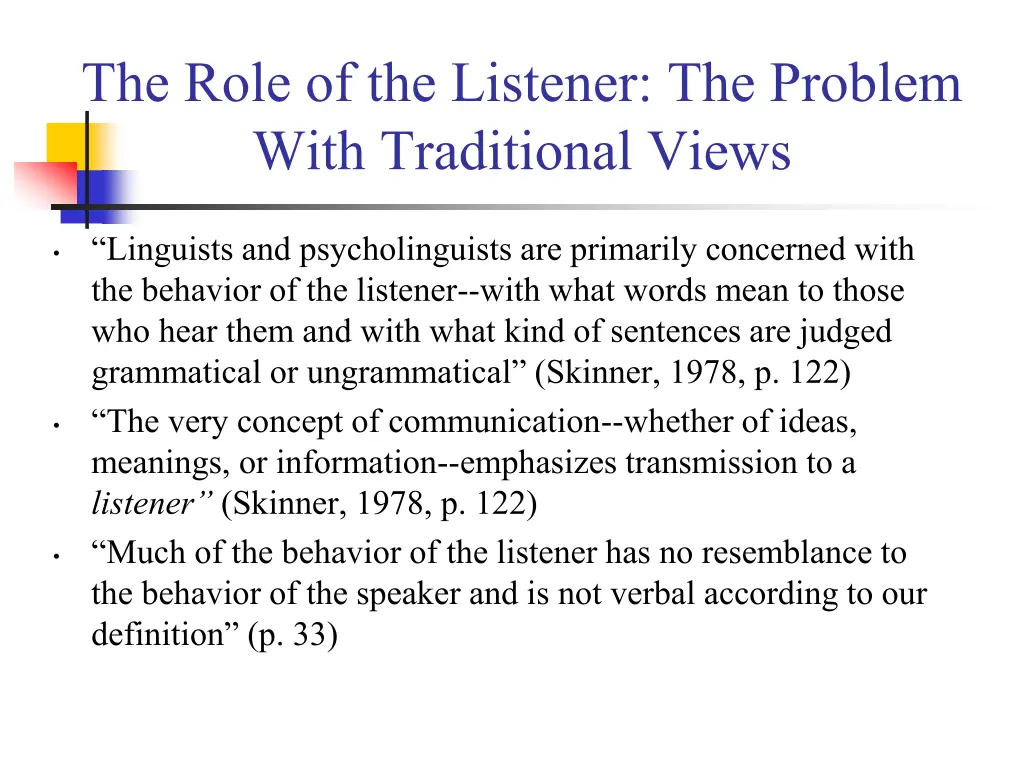 the role of the listener the problem with 1