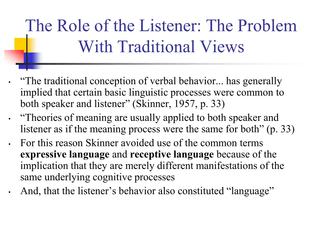 the role of the listener the problem with