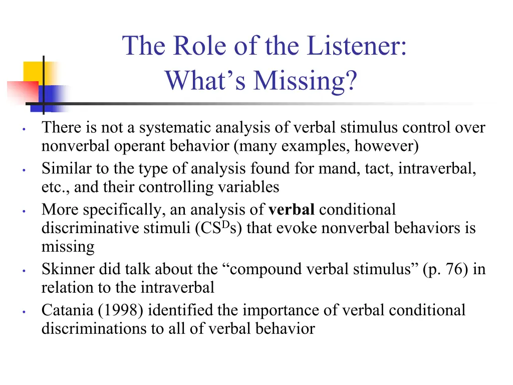 the role of the listener what s missing 1