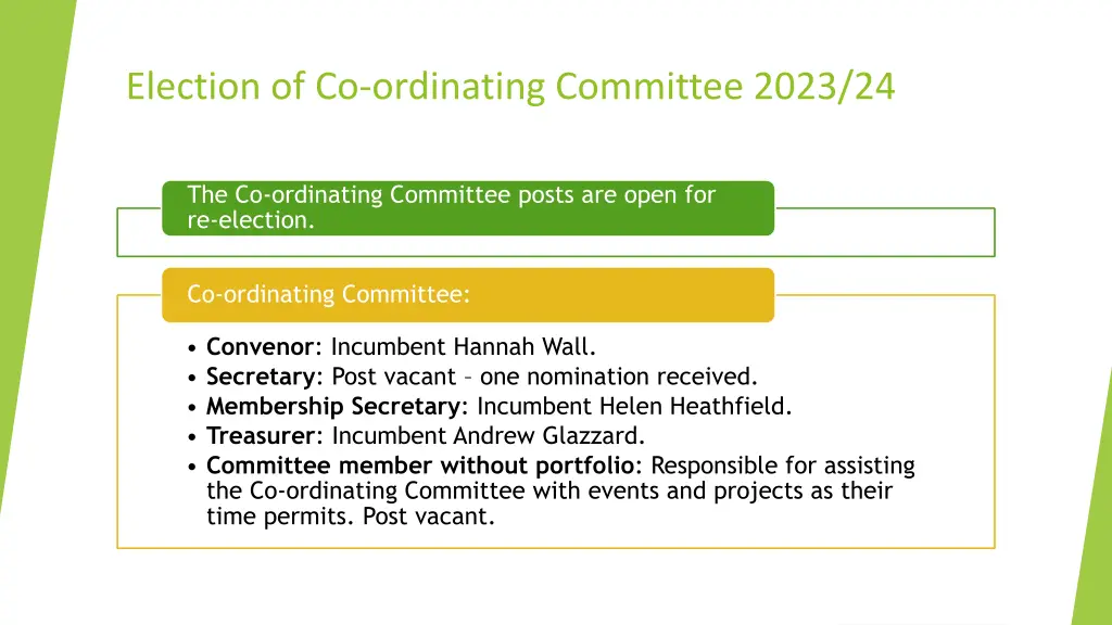 election of co ordinating committee 2023 24