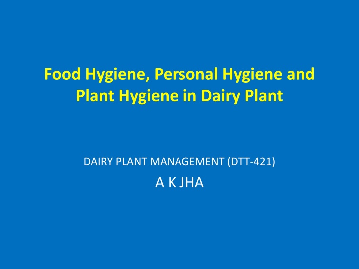 food hygiene personal hygiene and plant hygiene