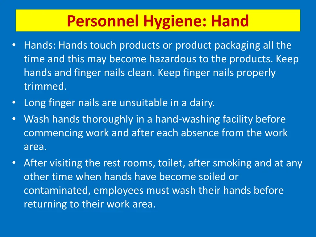 personnel hygiene hand