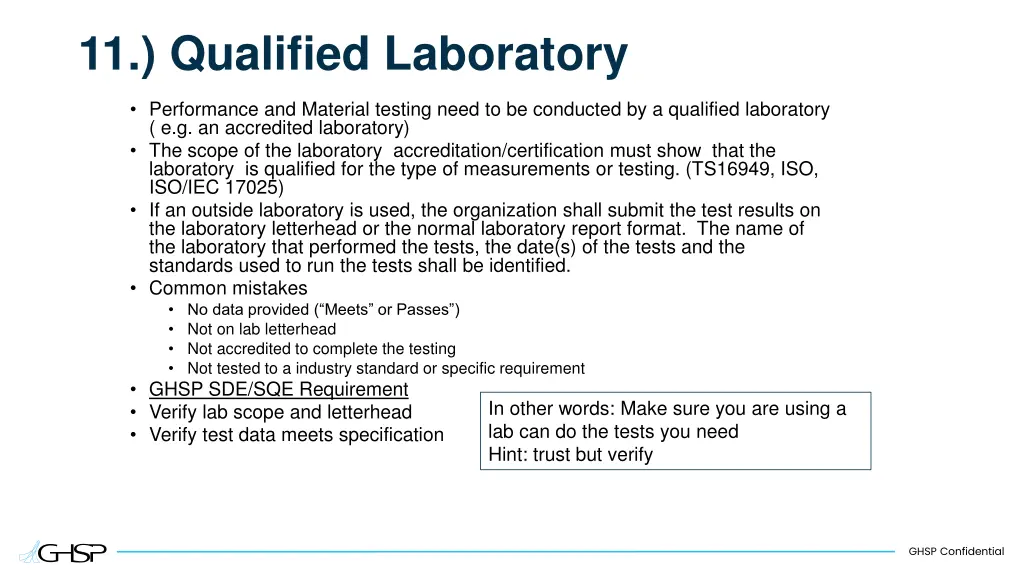 11 qualified laboratory