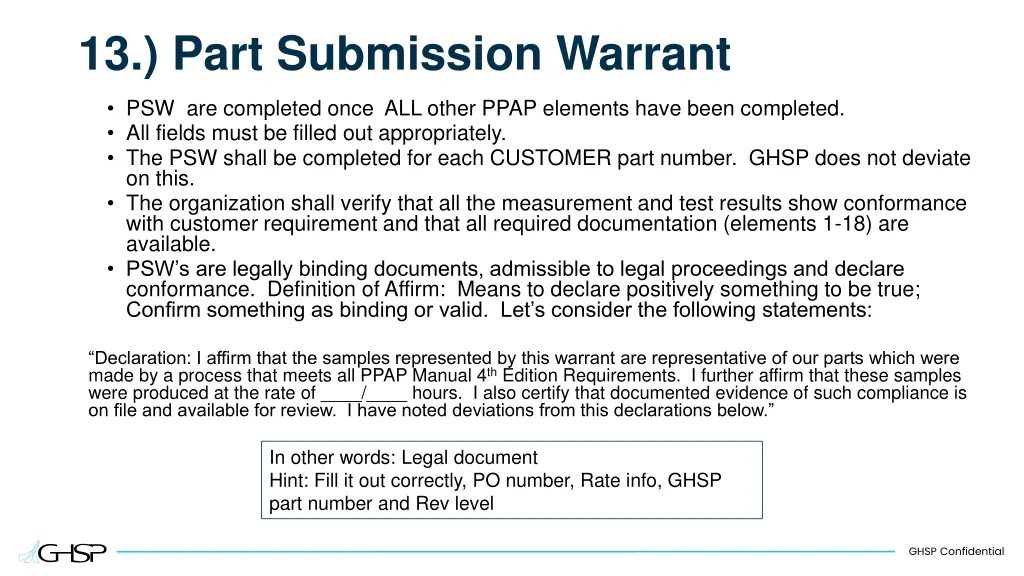 13 part submission warrant