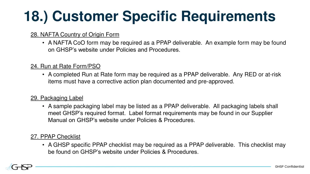 18 customer specific requirements 1