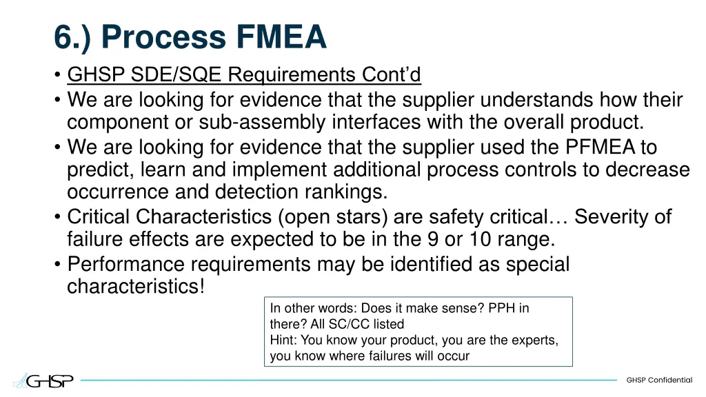 6 process fmea ghsp sde sqe requirements cont