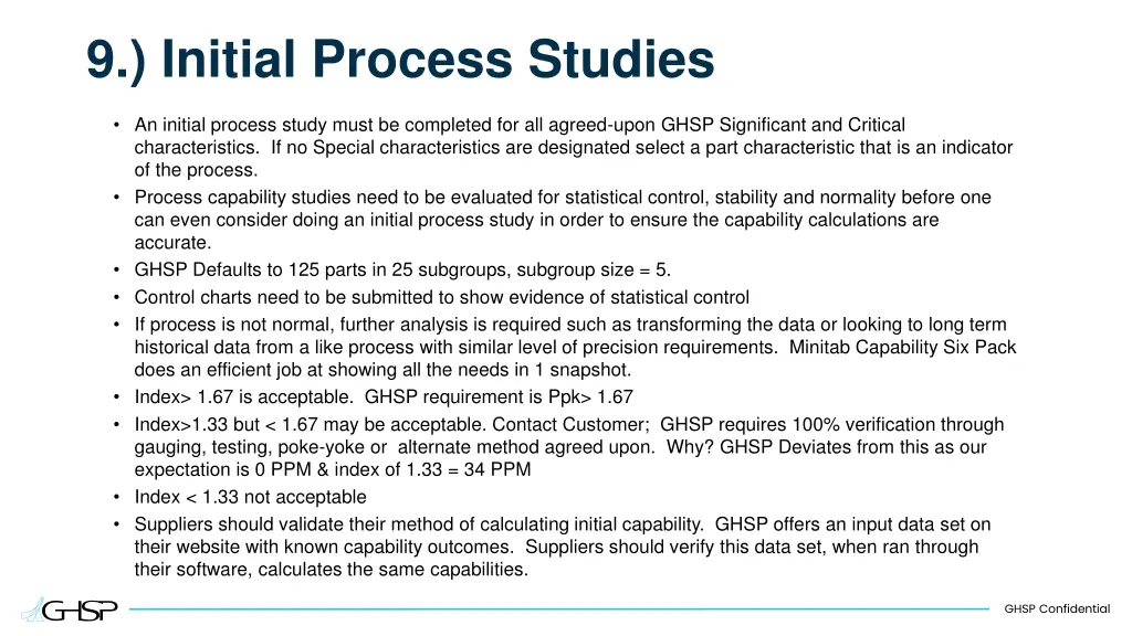 9 initial process studies