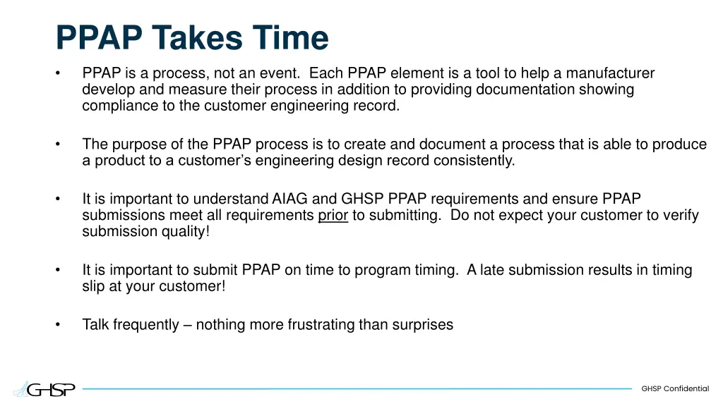 ppap takes time ppap is a process not an event