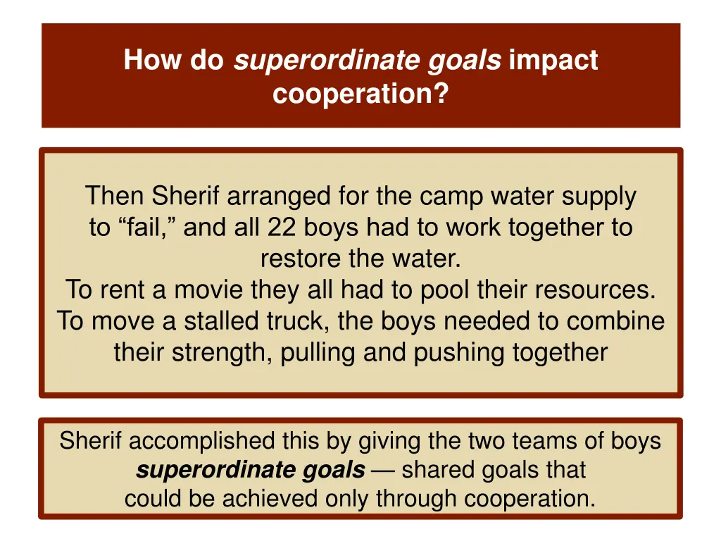 how do superordinate goals impact cooperation