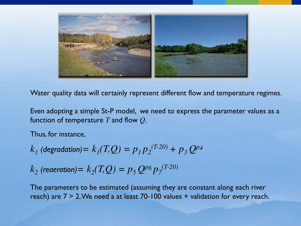 water quality data will certainly represent