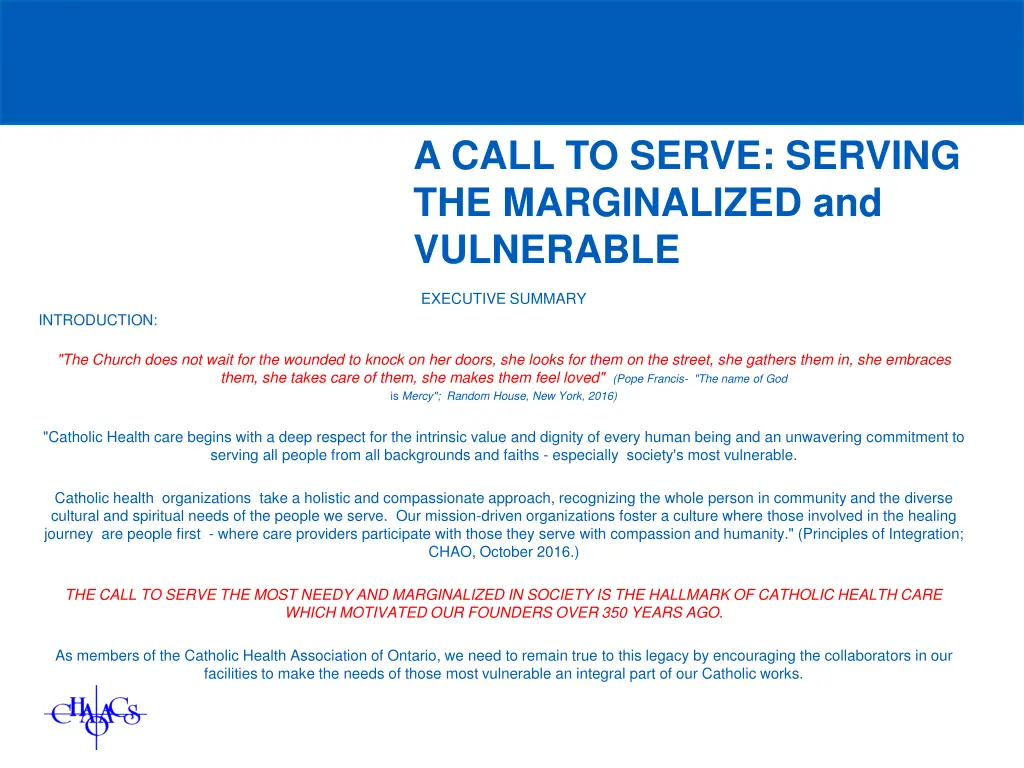 a call to serve serving the marginalized 1