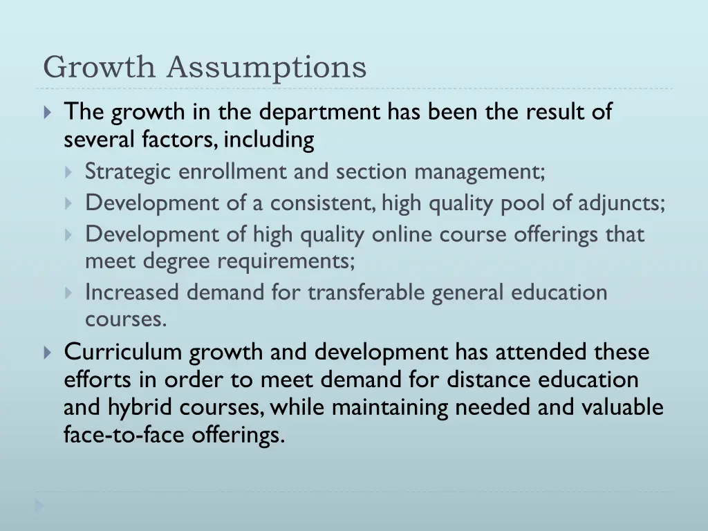 growth assumptions