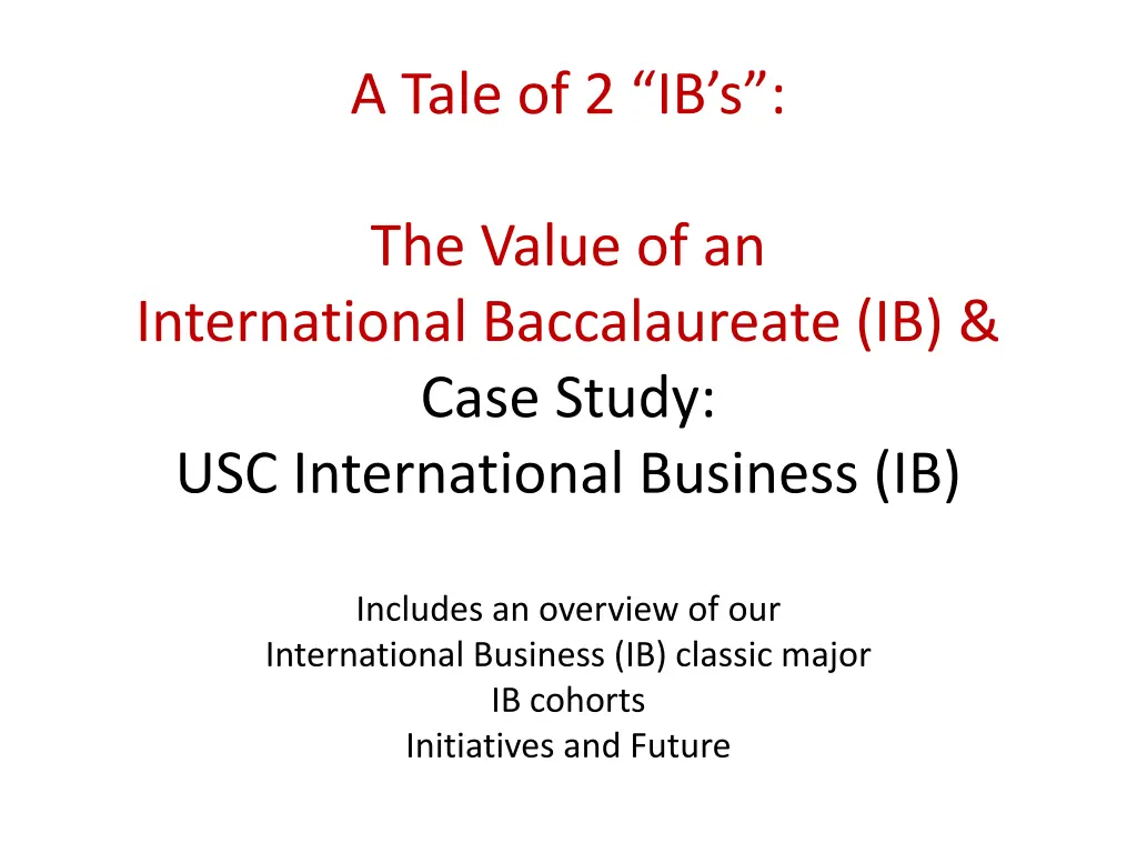 a tale of 2 ib s