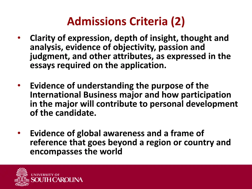 admissions criteria 2