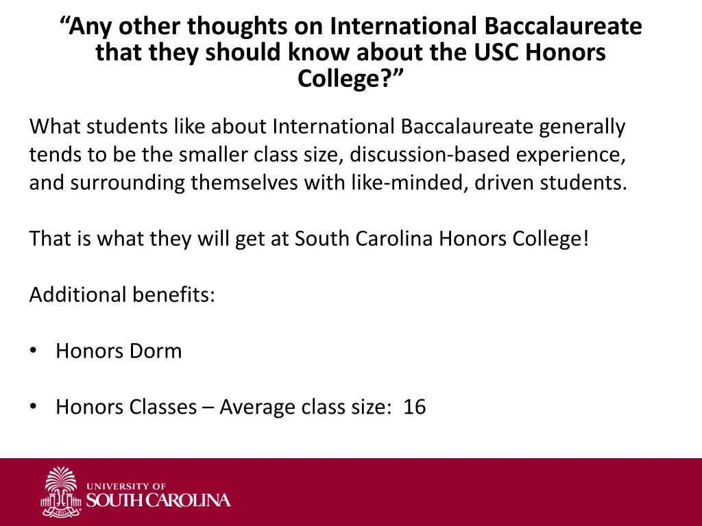 any other thoughts on international baccalaureate