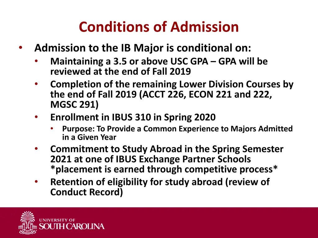 conditions of admission