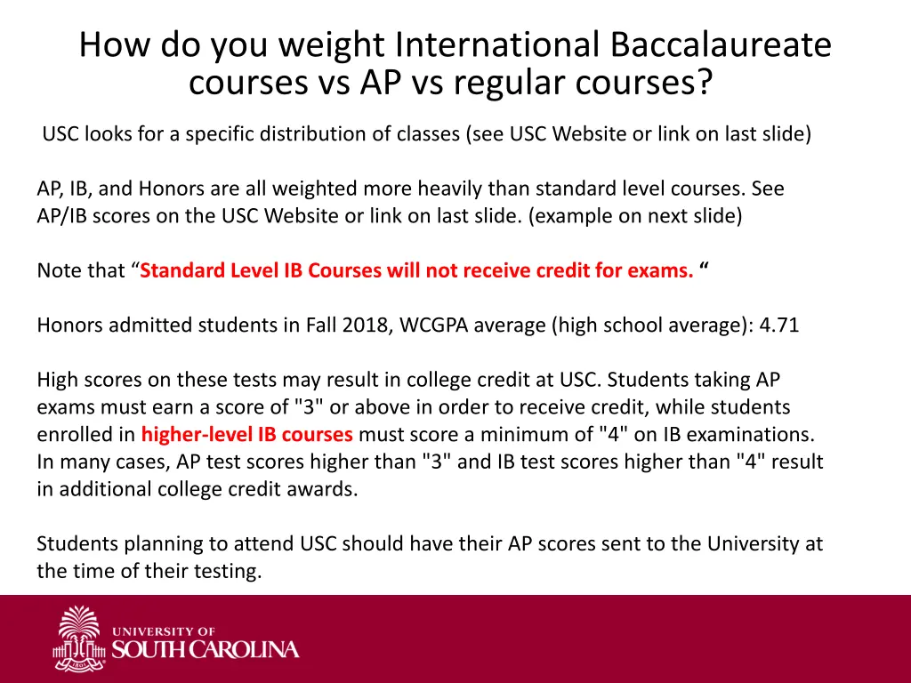 how do you weight international baccalaureate