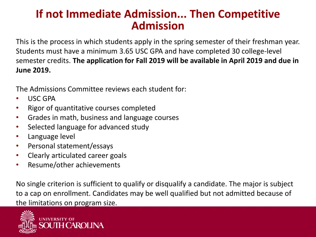 if not immediate admission then competitive