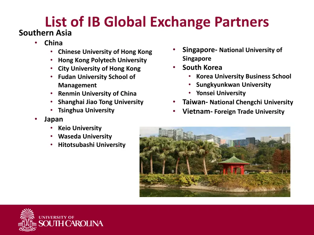 list of ib global exchange partners southern asia