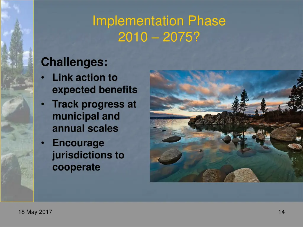 implementation phase 2010 2075