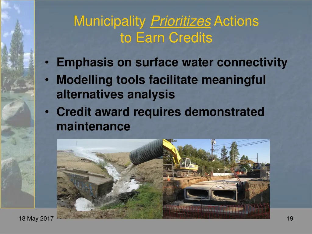 municipality prioritizes actions to earn credits