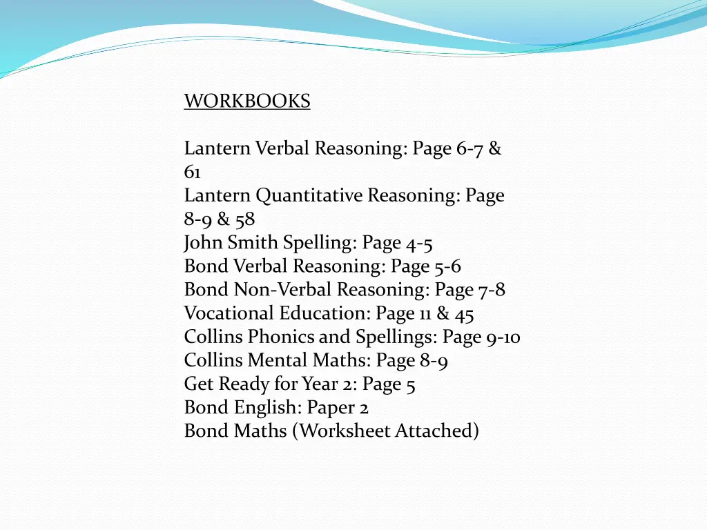 workbooks