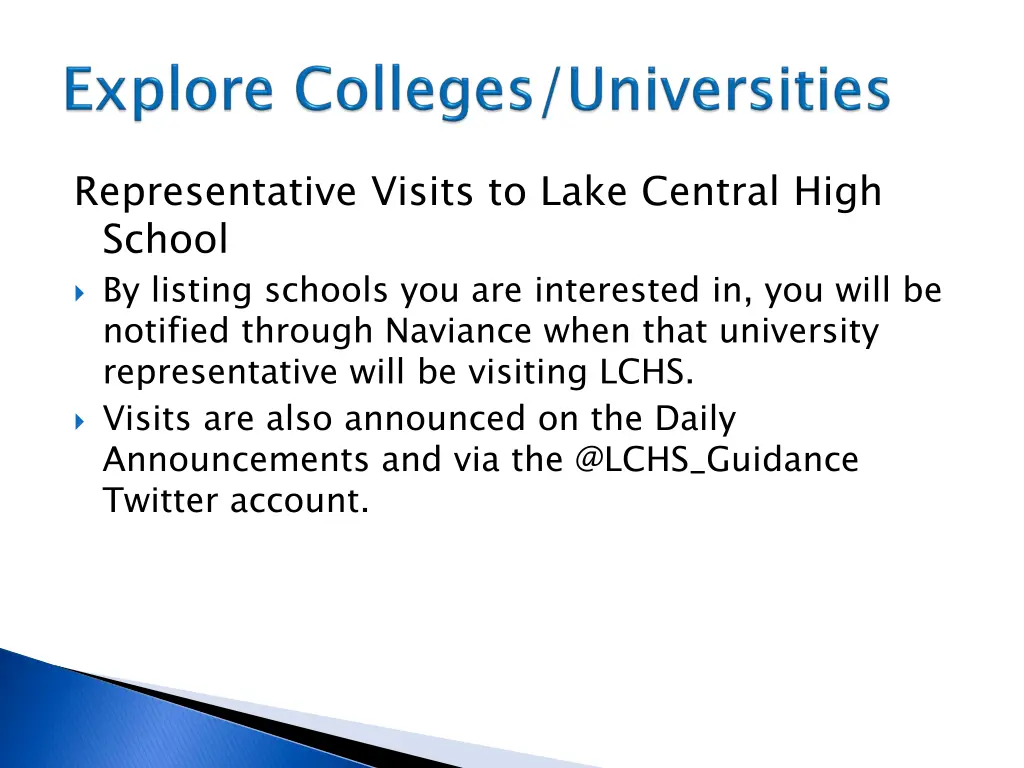 representative visits to lake central high school