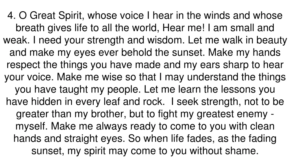 4 o great spirit whose voice i hear in the winds