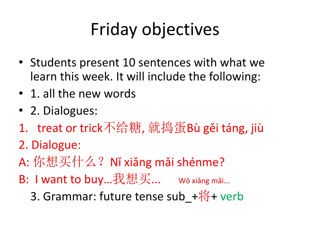 friday objectives