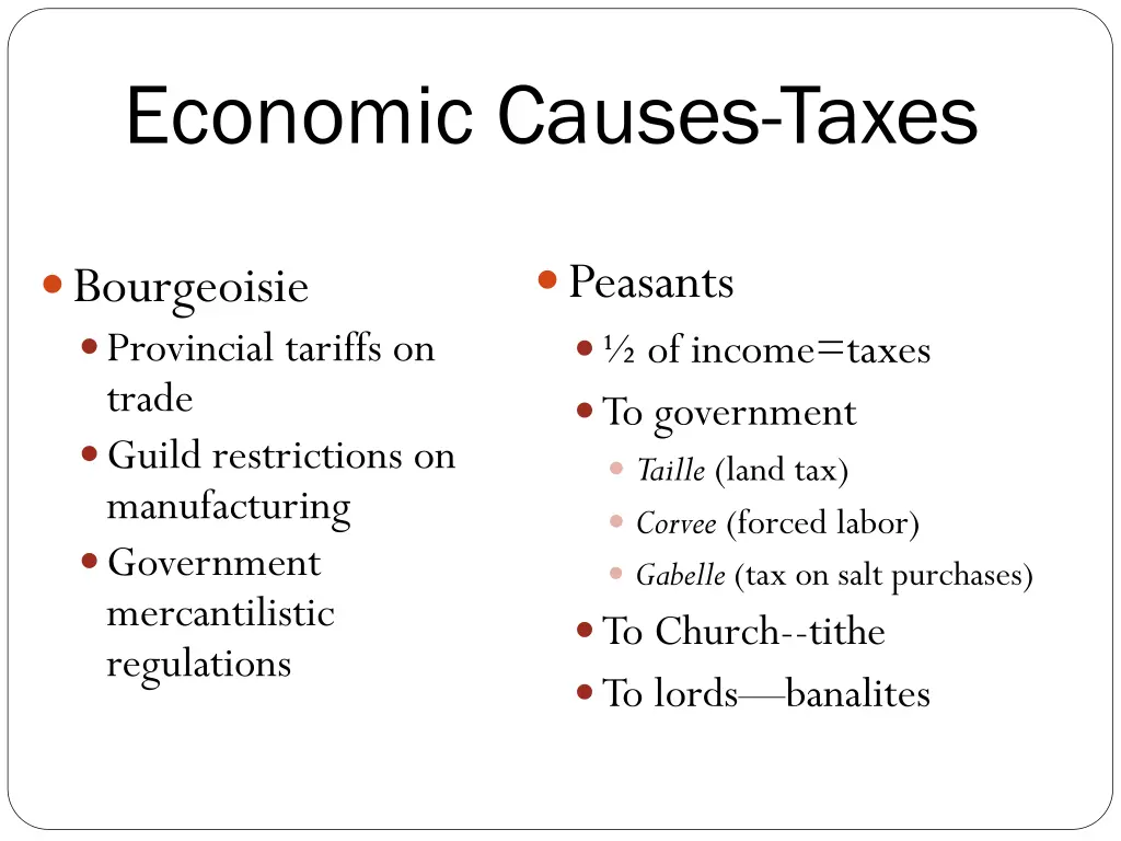 economic causes taxes