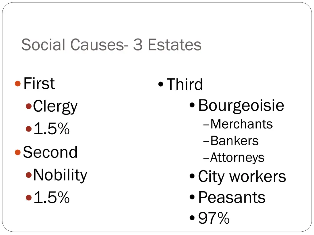 social causes 3 estates