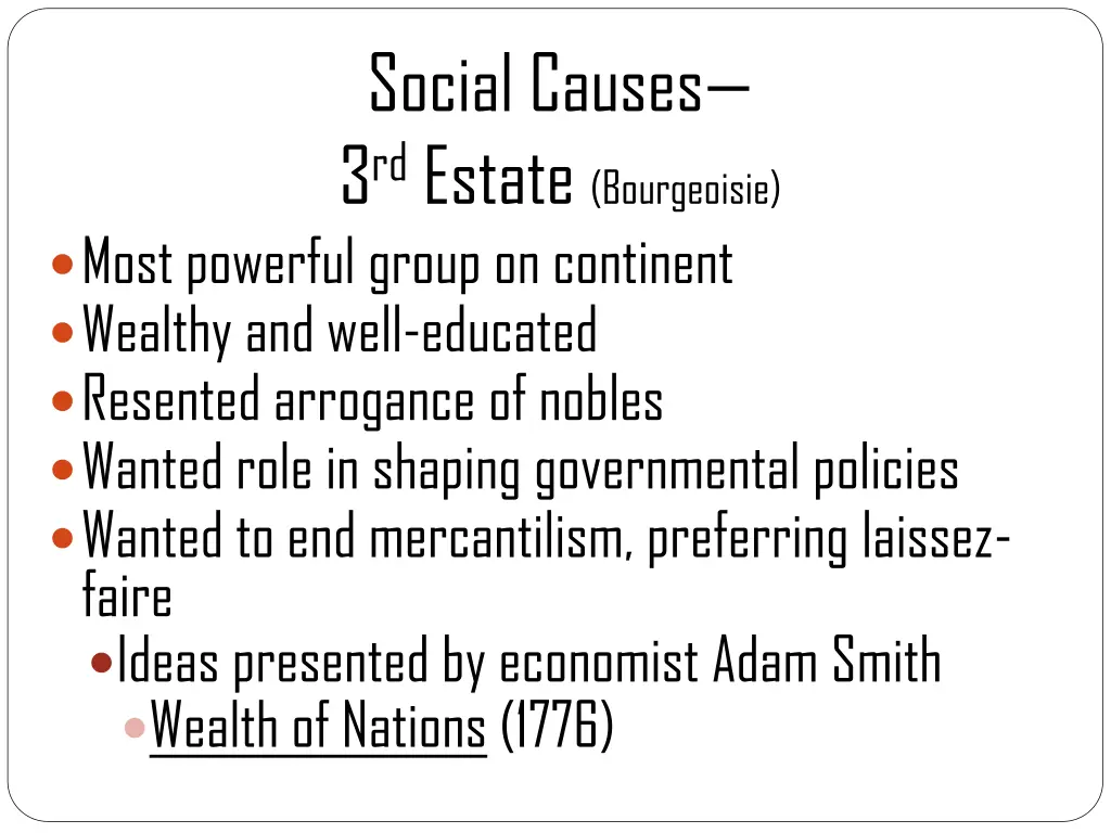 social causes 3 rd estate bourgeoisie