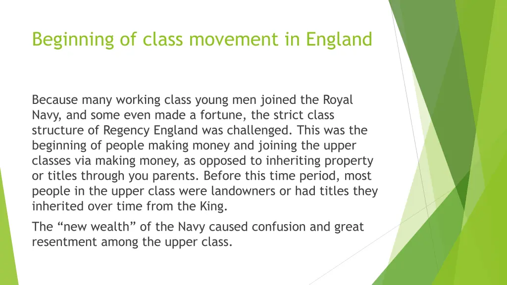 beginning of class movement in england