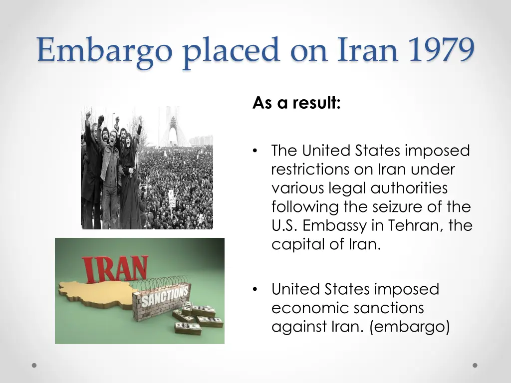 embargo placed on iran 1979