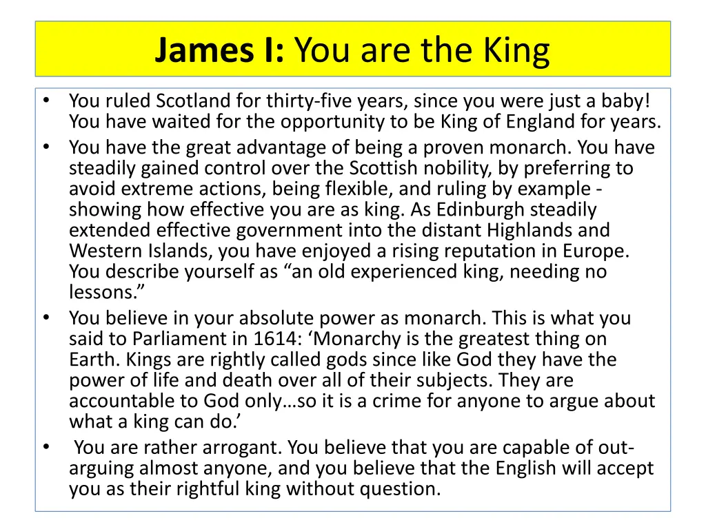 james i you are the king