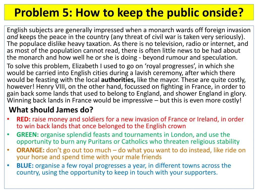 problem 5 how to keep the public onside