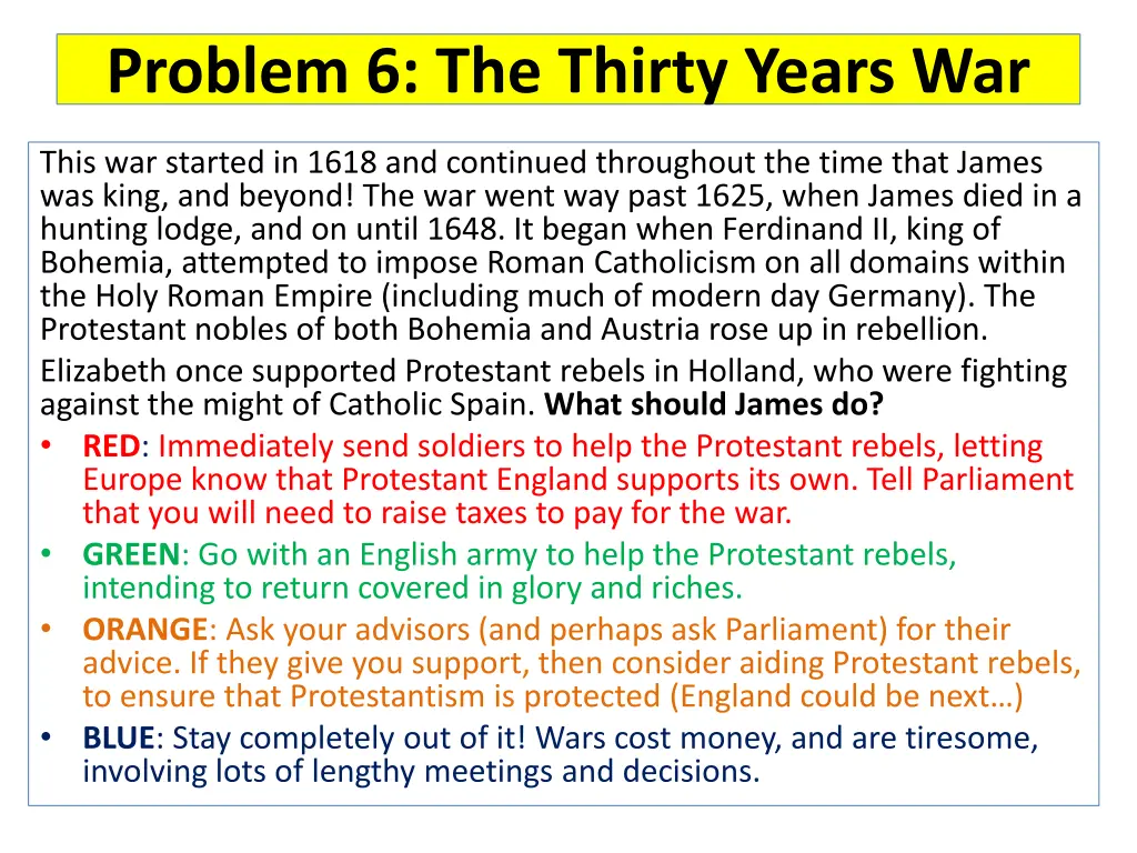 problem 6 the thirty years war