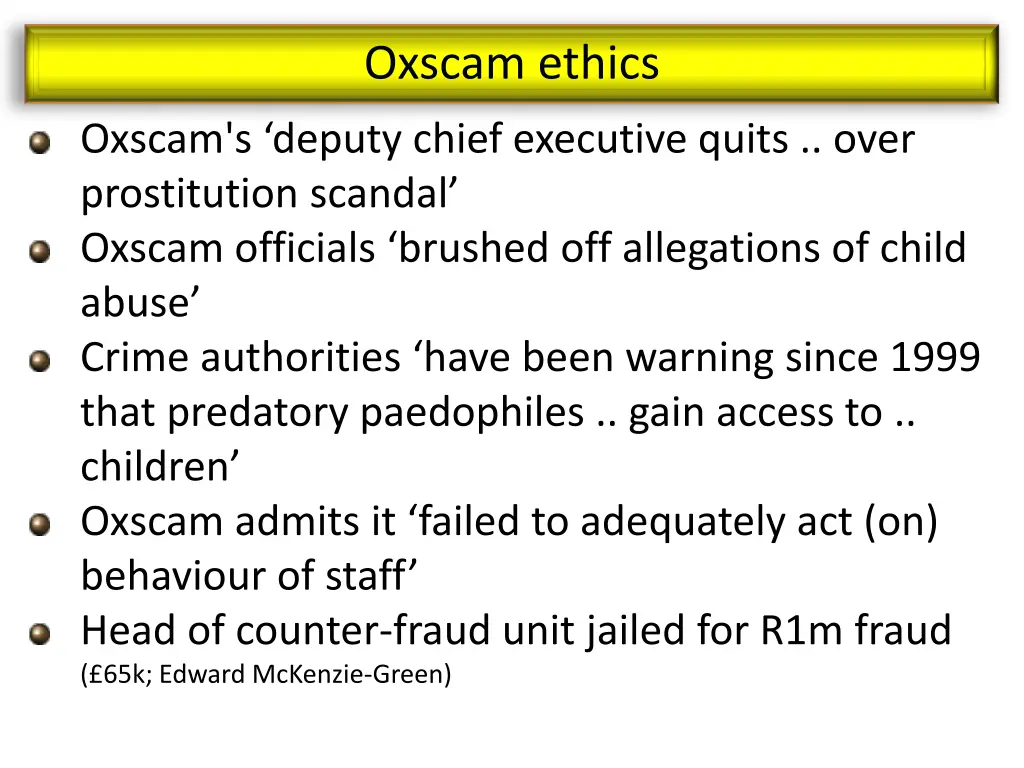 oxscam ethics