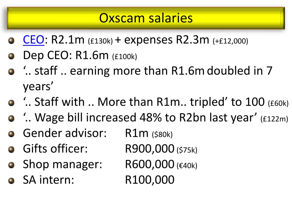 oxscam salaries