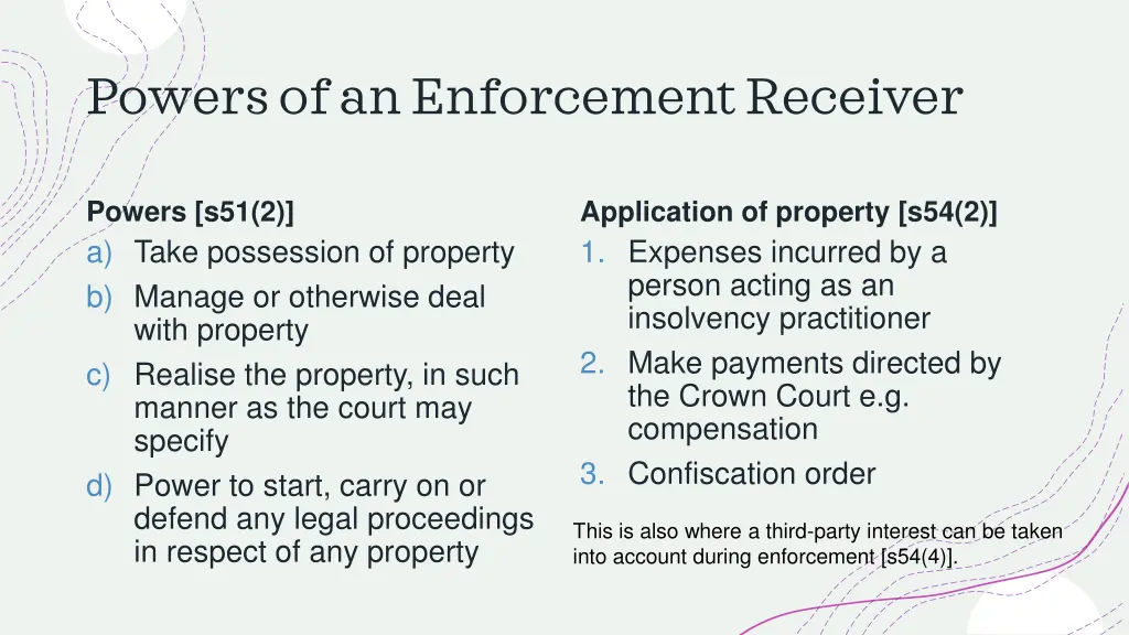 powers of an enforcement receiver