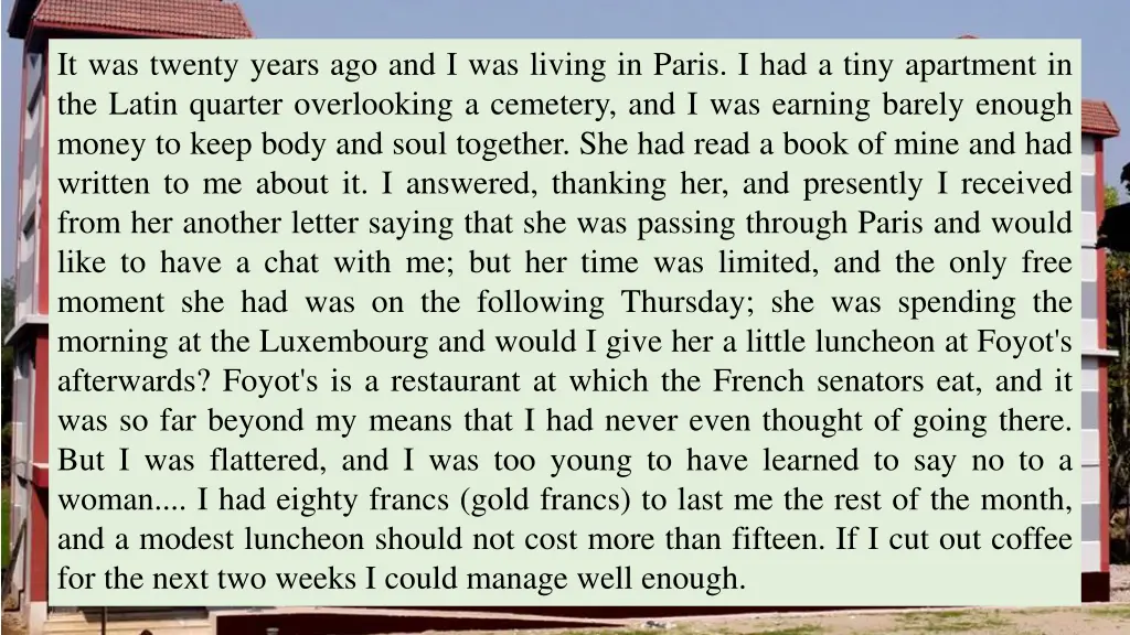 it was twenty years ago and i was living in paris