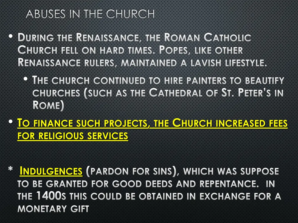 abuses in the church d uring the r enaissance