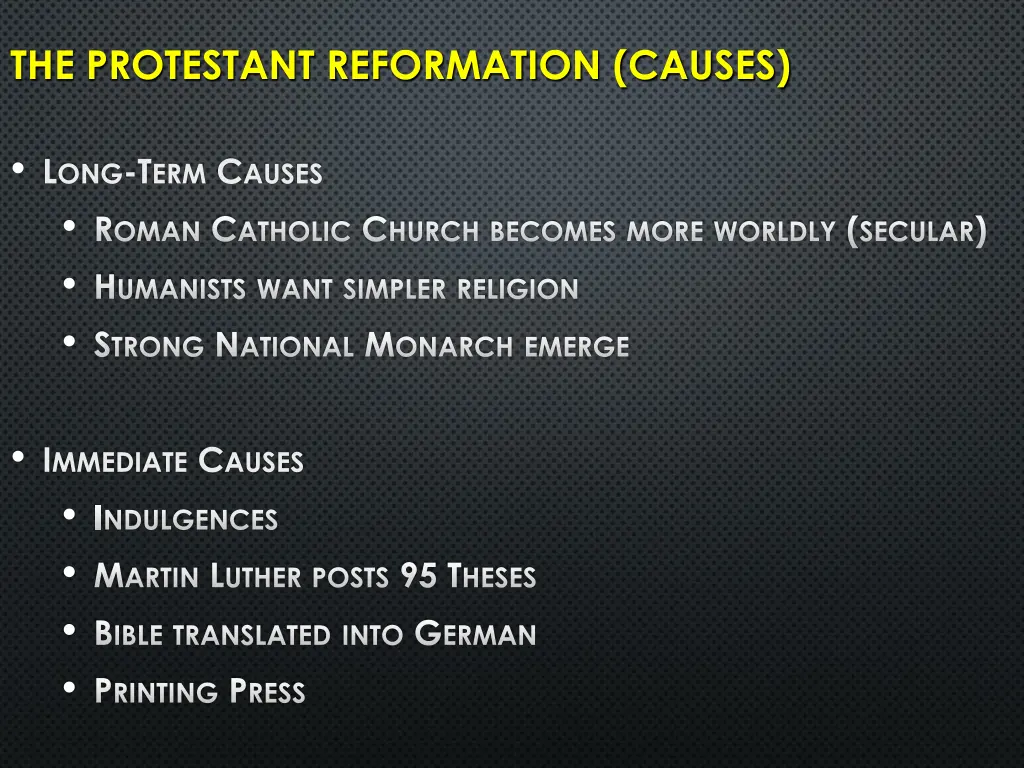 the protestant reformation causes