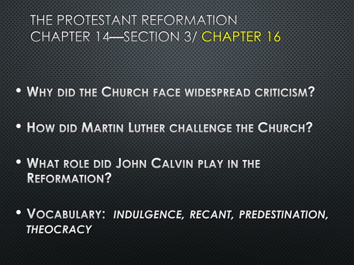 the protestant reformation chapter 14 section